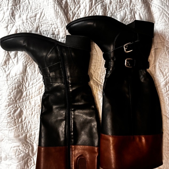 Arizona Jean Company Black and Brown Over the Knee Boots - Picture 2 of 7